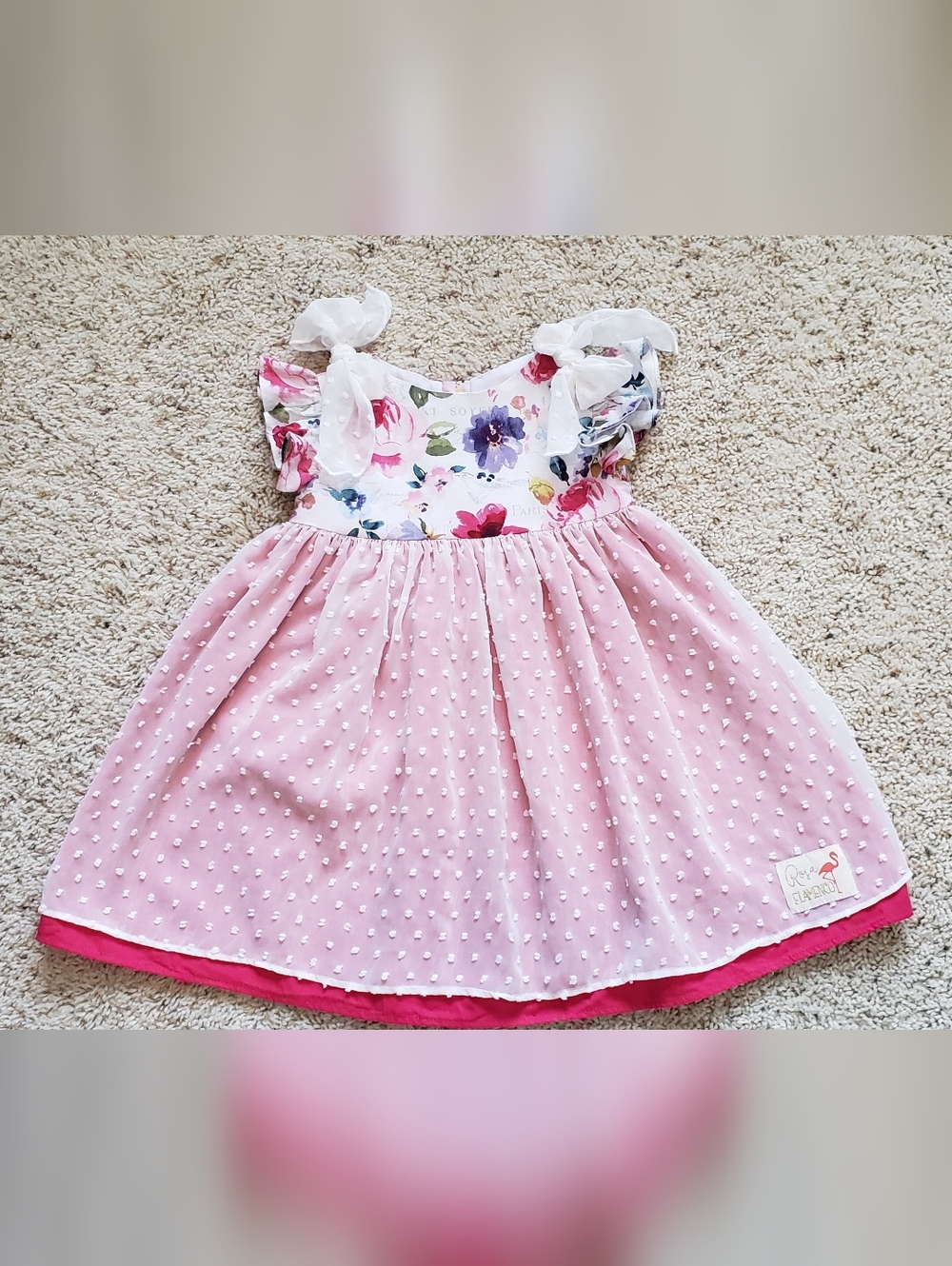 Rosa Flamenco Girls Floral Dress with Tie Straps Size 2 EUC